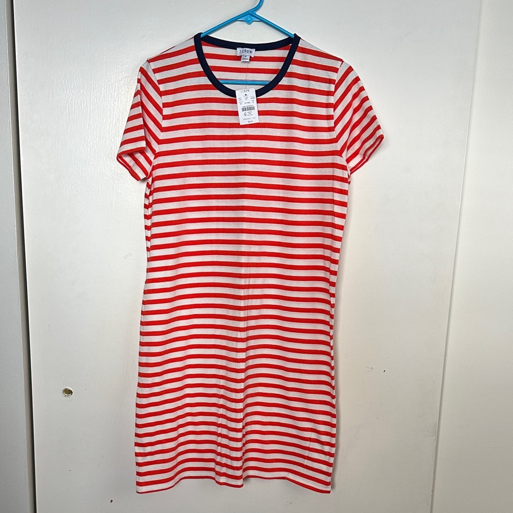 J. Crew Orange and White Striped Tee-shirt Dress